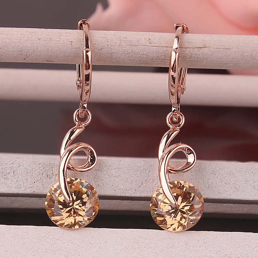 Forniciform 14k Gold Plated Austrian Crystal Drop Earrings For Women Gift /Party Fashion Jewelry