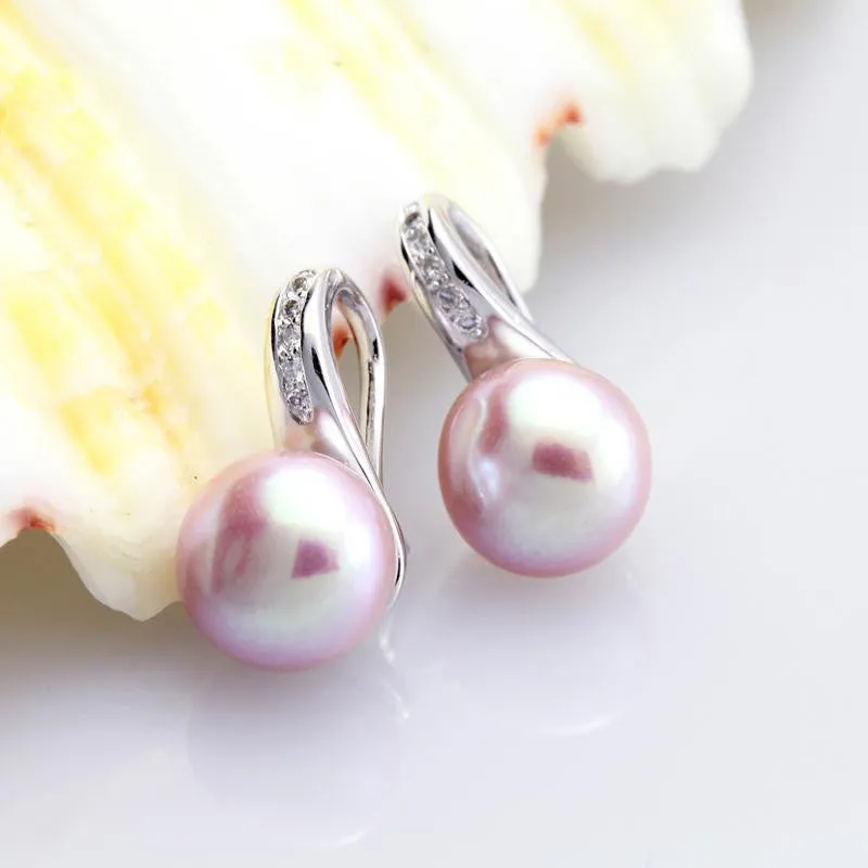 Genuine Natural Pearl earrings,fresh water pearl earrings for women white pearl earrings silver 925 jewelry birthday gift