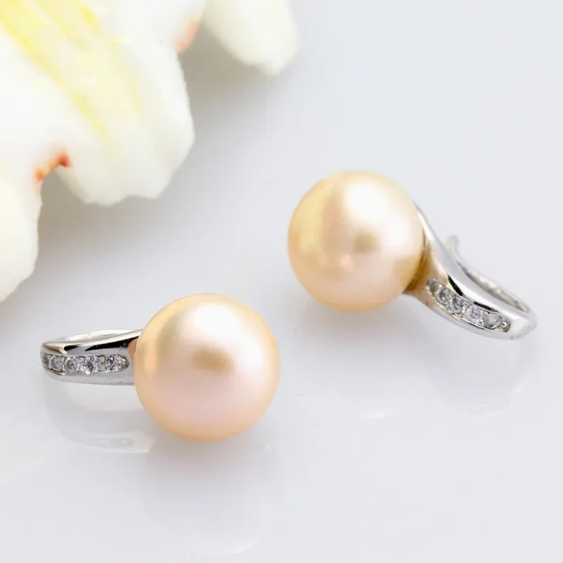 Genuine Natural Pearl earrings,fresh water pearl earrings for women white pearl earrings silver 925 jewelry birthday gift