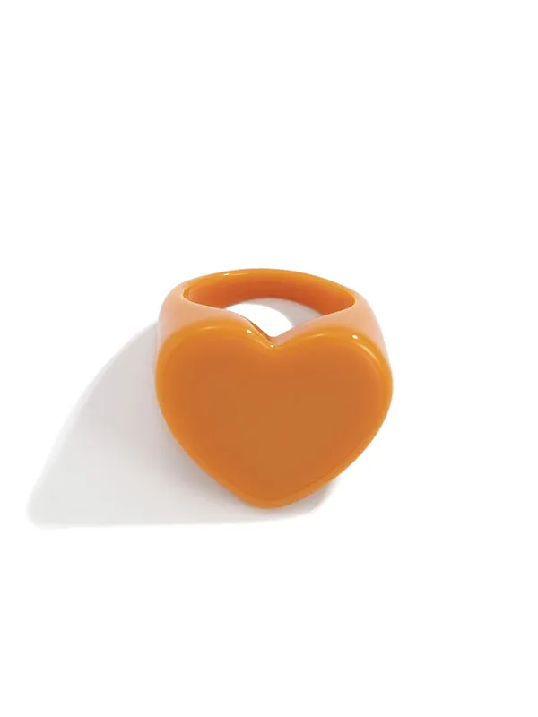 Geometric Heart Shape Solid Color Rings Accessories