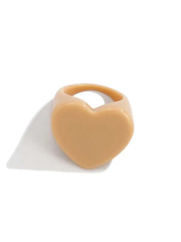 Geometric Heart Shape Solid Color Rings Accessories