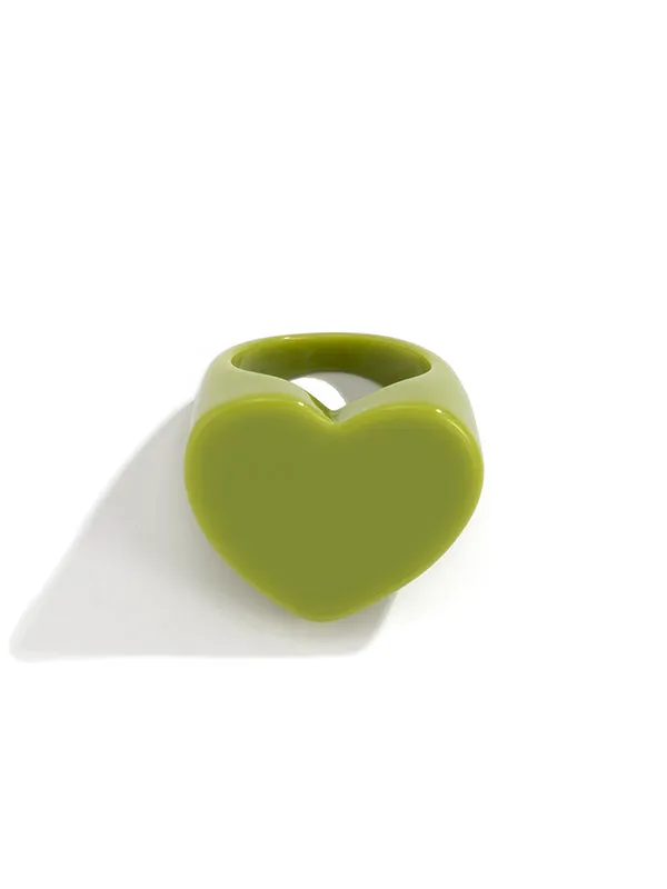 Geometric Heart Shape Solid Color Rings Accessories