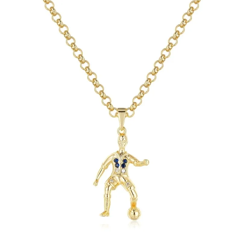 Gold Filled Bonded Footballer Pendant Necklace 22 Inch 4mm Belcher Chain