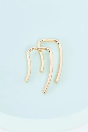 Gold Minimalistic Linear Earrings / 3 Pairs