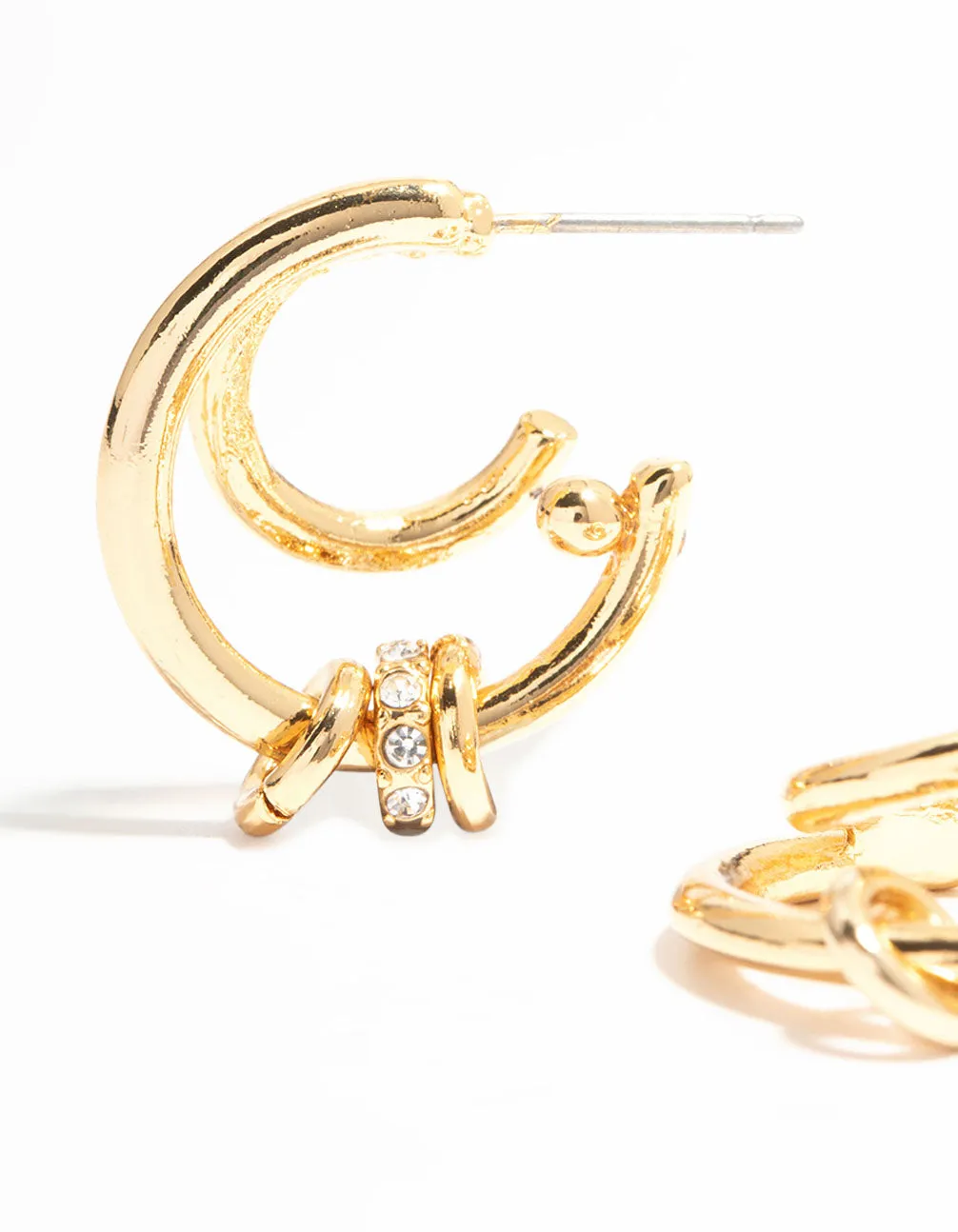 Gold Plated Illusion Ring Hoop Earrings