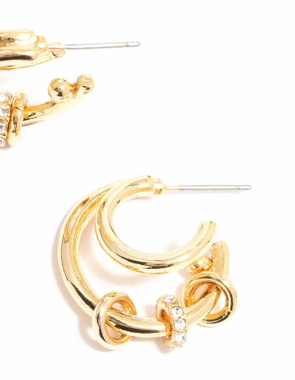 Gold Plated Illusion Ring Hoop Earrings