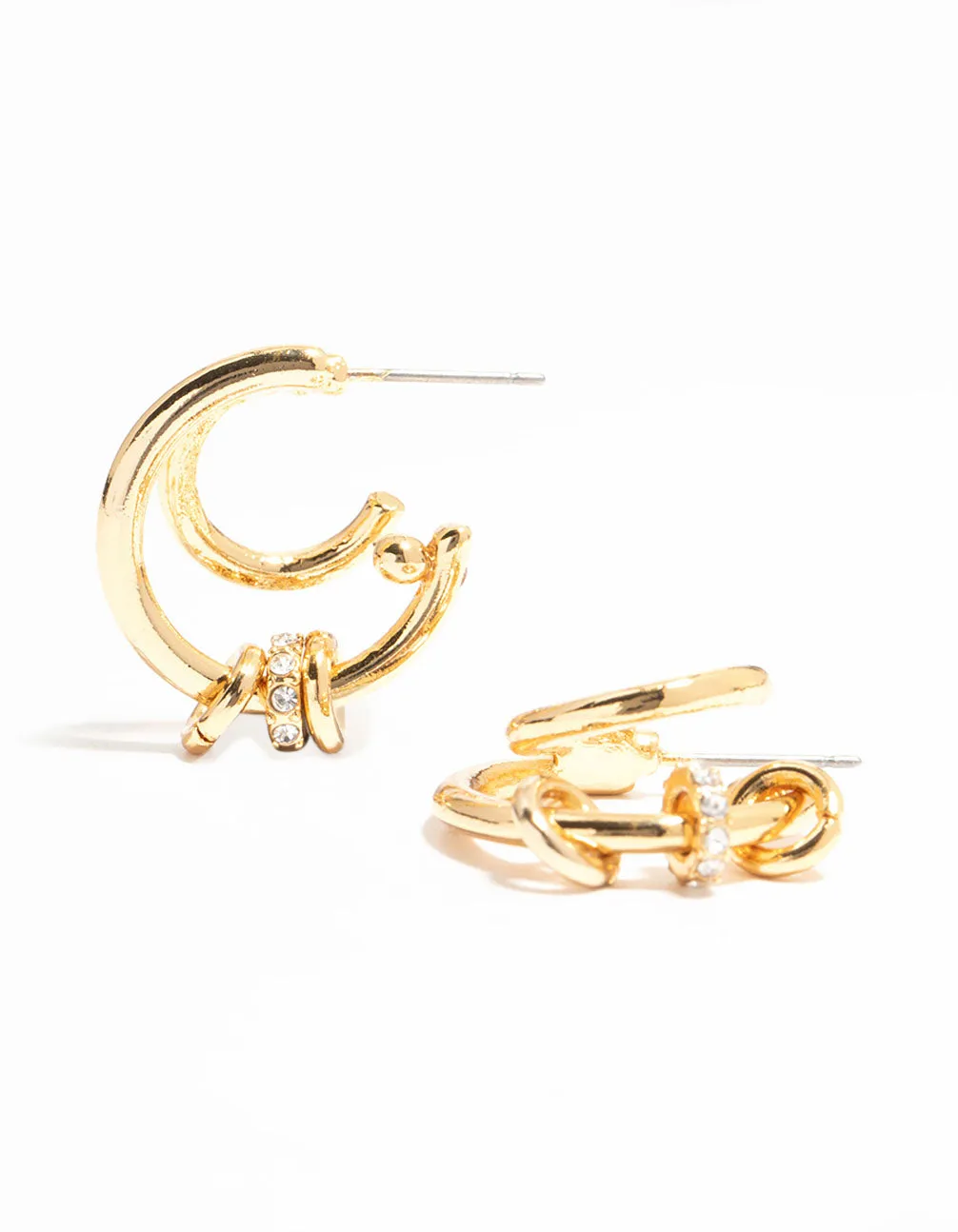 Gold Plated Illusion Ring Hoop Earrings