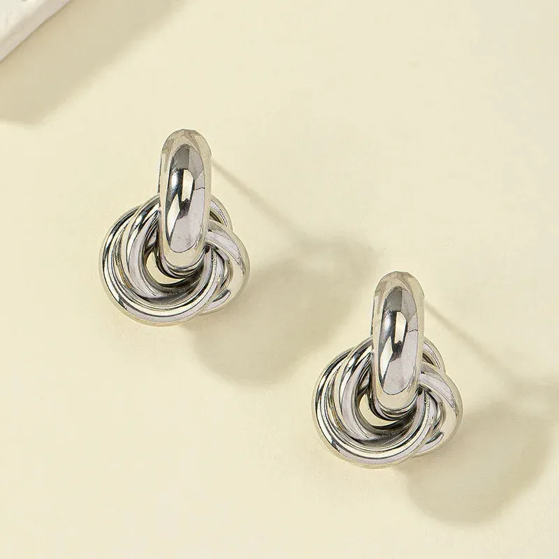 Gold Silver Color Knot Shiny Trendy Cute Daily Wear Jewelry Earring