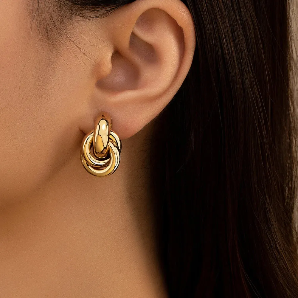 Gold Silver Color Knot Shiny Trendy Cute Daily Wear Jewelry Earring