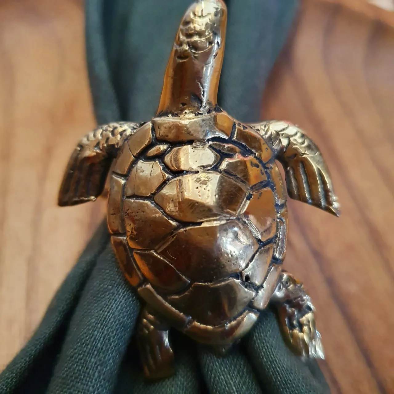 Golden Brass Sea Turtle Napkin Rings