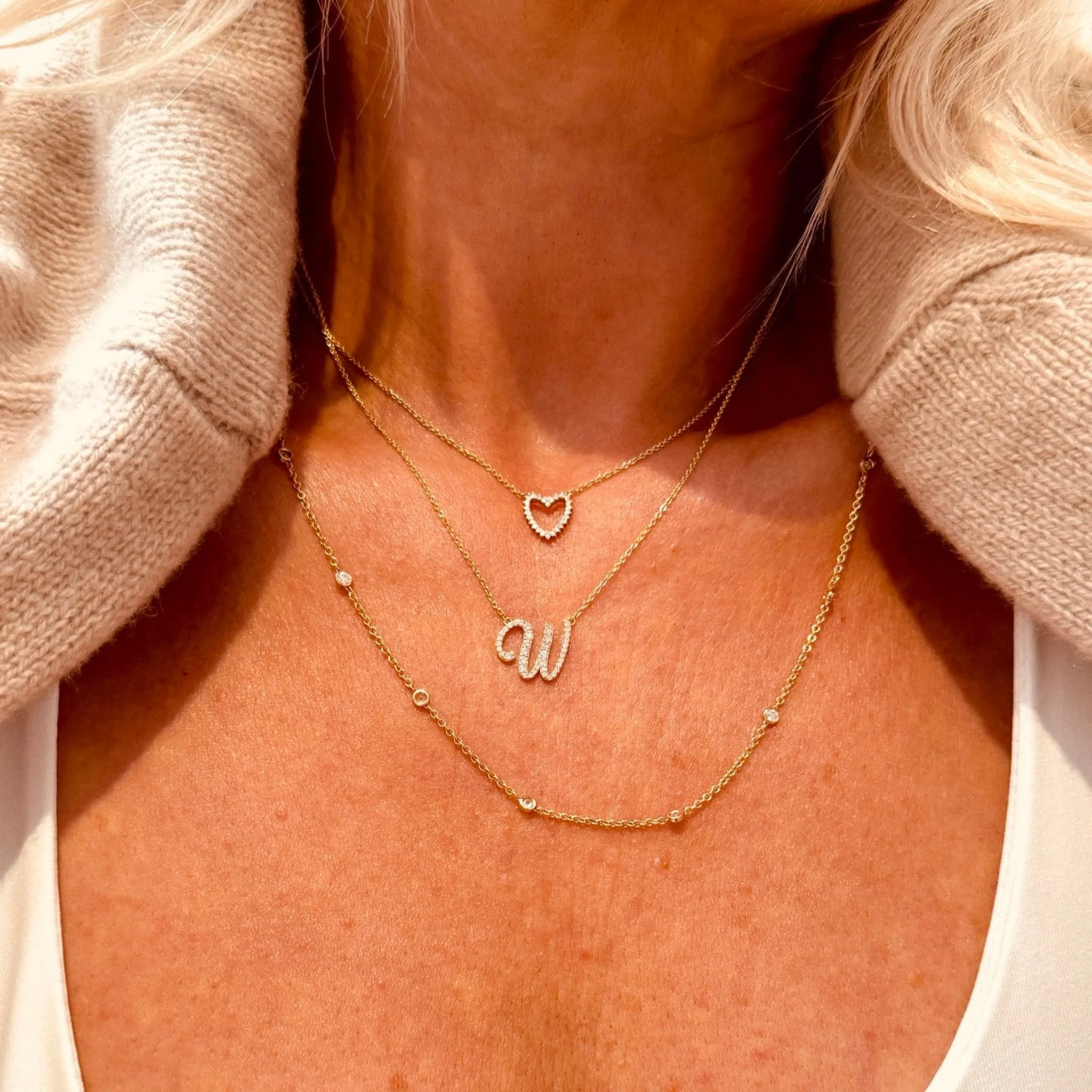 Handwritten Diamond Initial Necklace