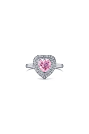 Heart Shape Pink Zircon Sterling Silver Ring