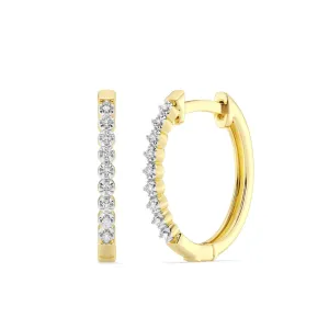 Hoop Earrings with 0.05ct of Diamonds in 9ct Yellow Gold