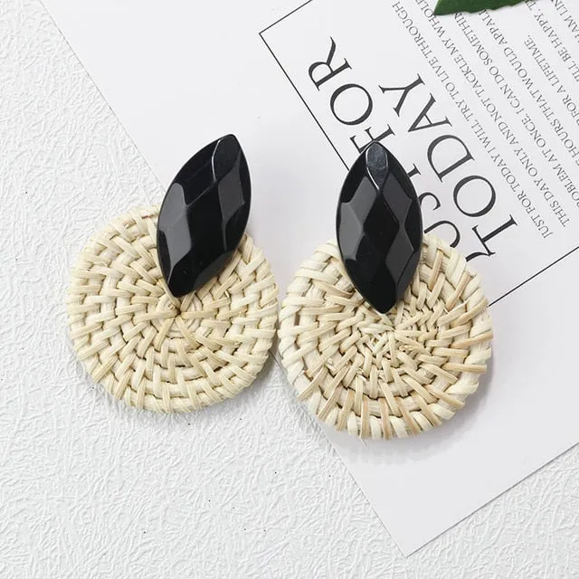 Korea Style Handmade Wooden Braid Drop Earrings