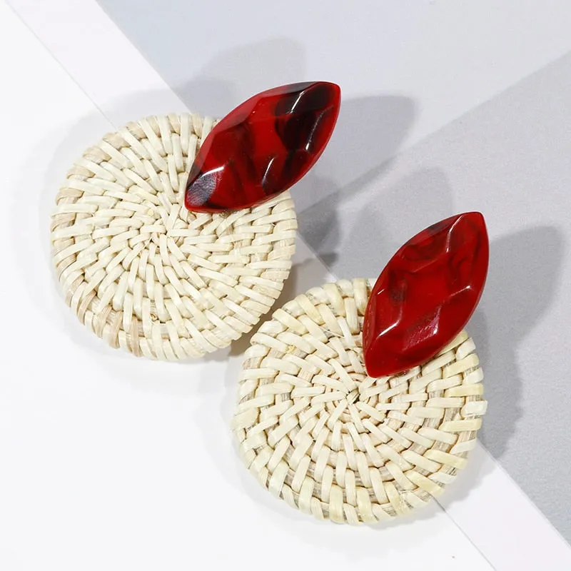 Korea Style Handmade Wooden Braid Drop Earrings