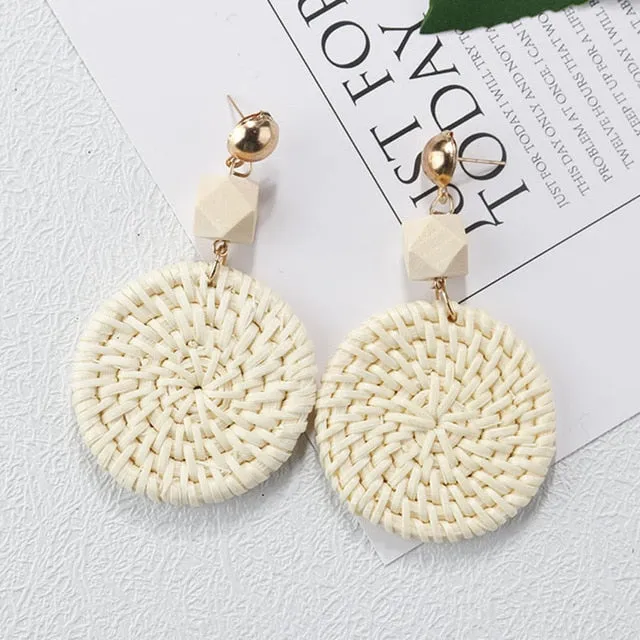 Korea Style Handmade Wooden Braid Drop Earrings