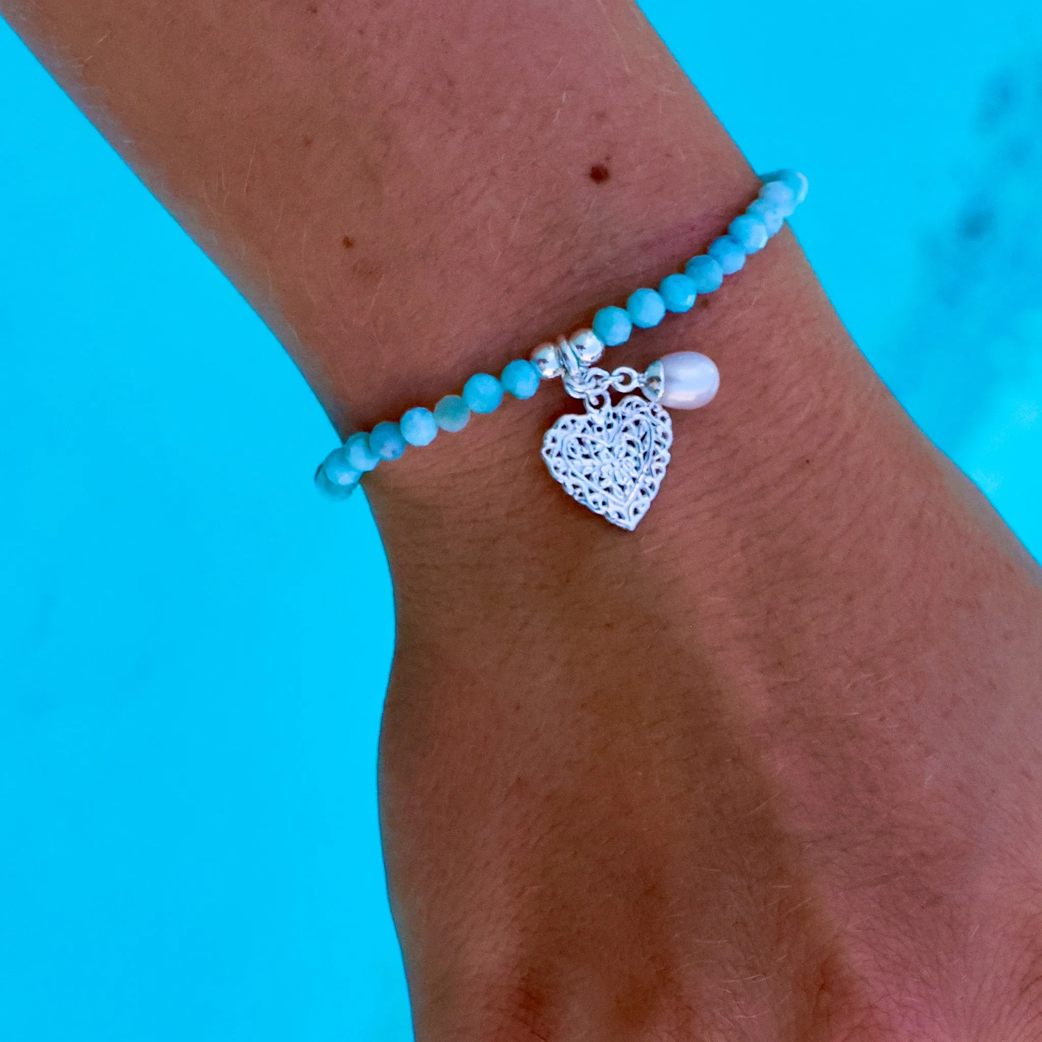 Larimar Heart Bracelet