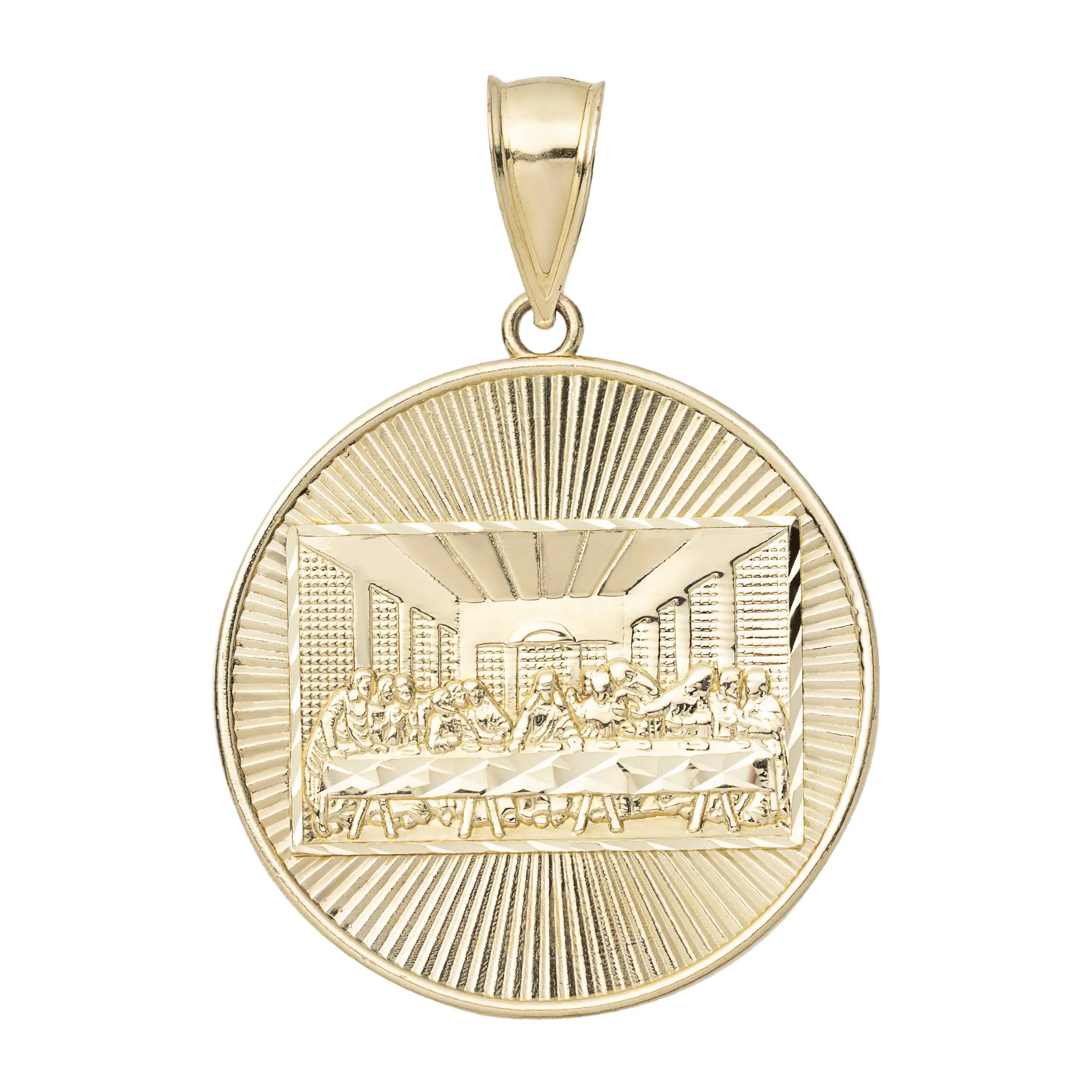 Last Supper Medallion Pendant Solid 10K Yellow Gold