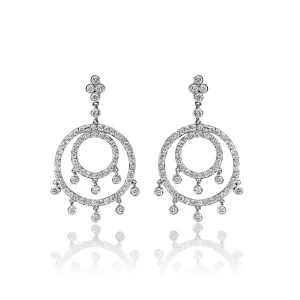 Madilyn 2 Carat Round Brilliant Diamond Hanging Earrings in 14k White Gold