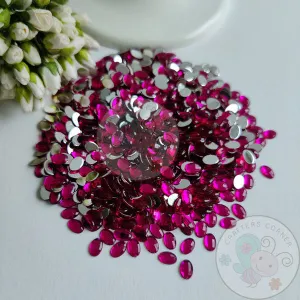 Magenta Gems Kundan Stones Oval (Flat Back)