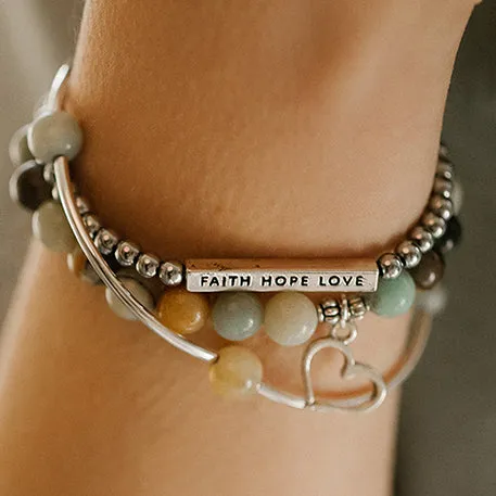 Maine | Stone Beaded Charm Bracelet | Amazonite - Courage