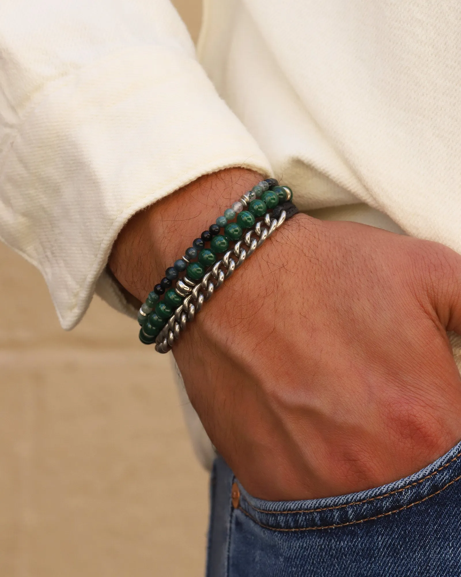 Malachite Stone Disc Bracelet | 6mm