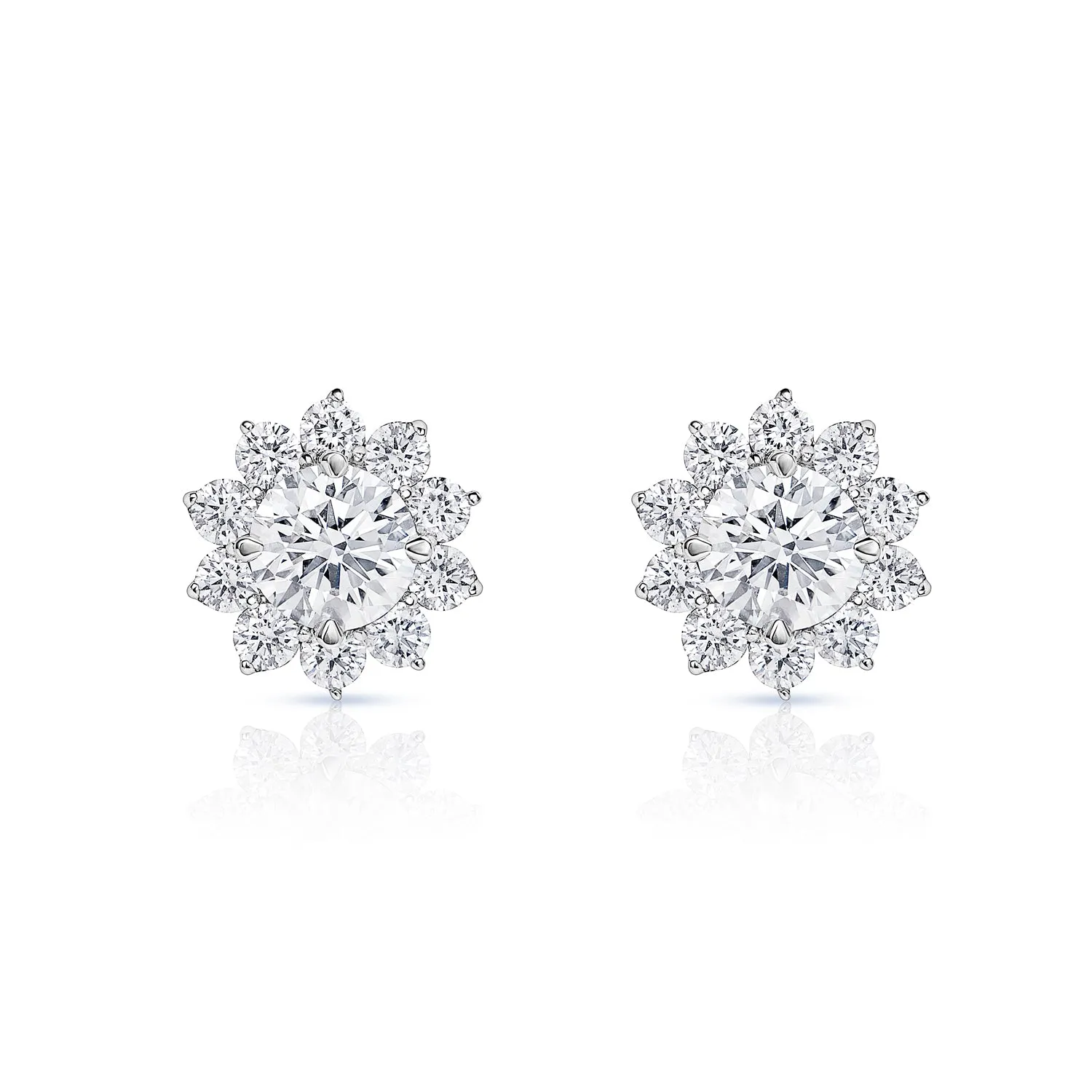 Maria 3 Carat Round Brilliant Lab Grown Diamond Stud Earrings in 18k White Gold