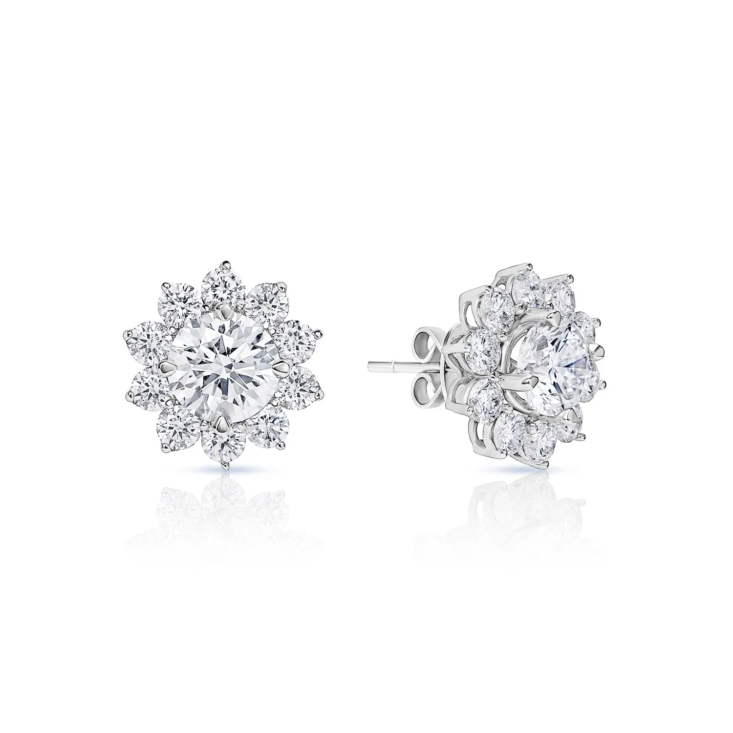 Maria 3 Carat Round Brilliant Lab Grown Diamond Stud Earrings in 18k White Gold