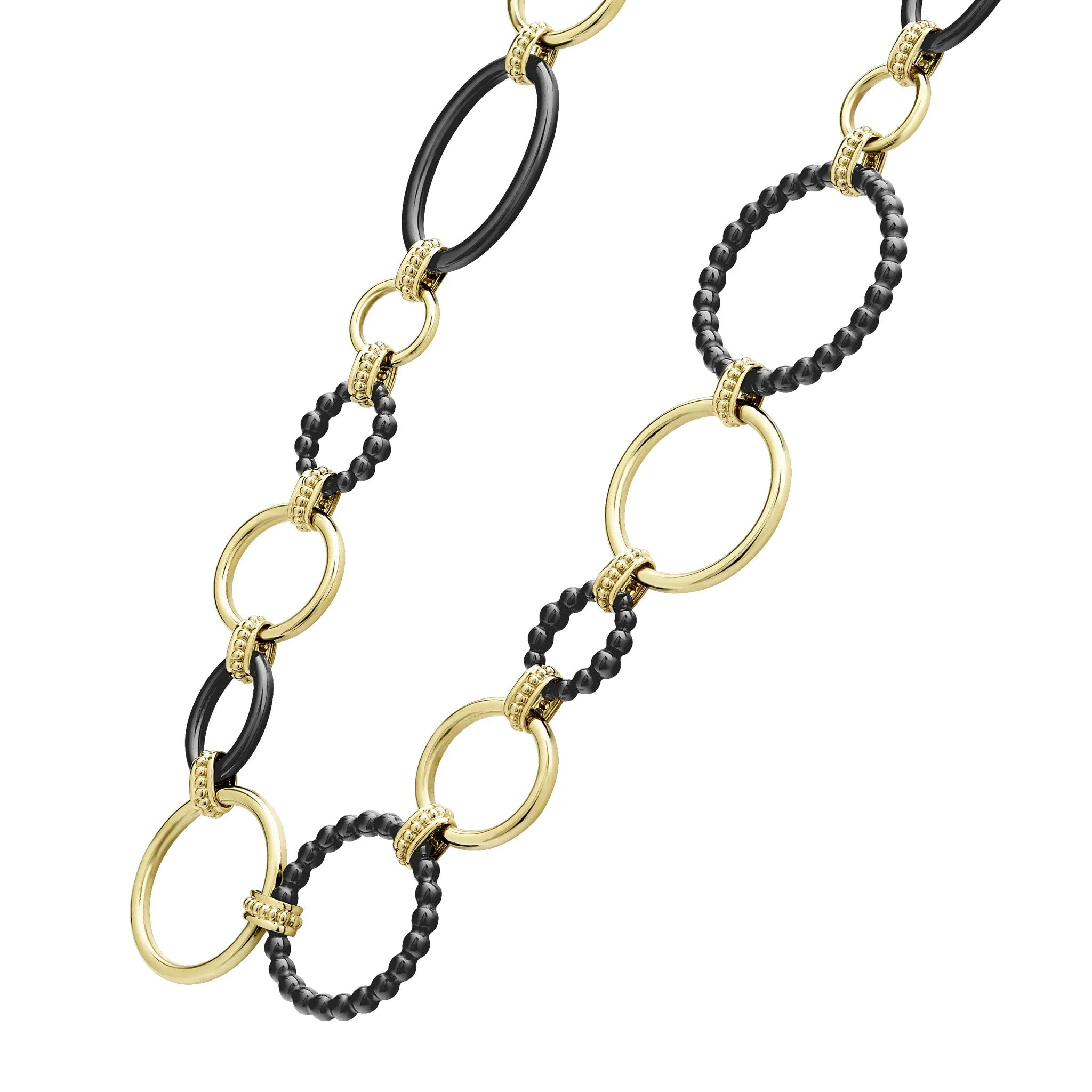 Meridian 18K Gold and Black Ceramic Link Necklace | 24mm