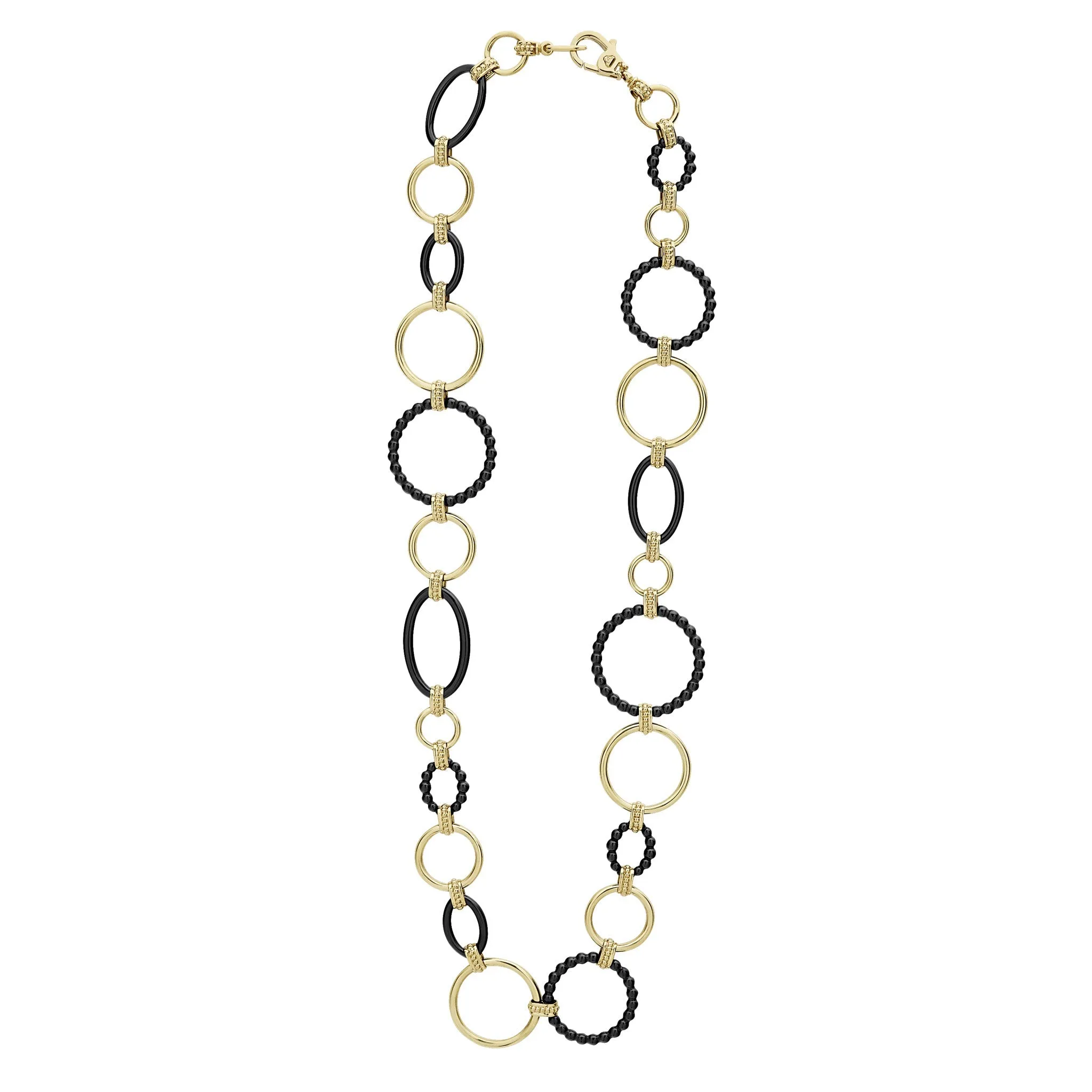 Meridian 18K Gold and Black Ceramic Link Necklace | 24mm