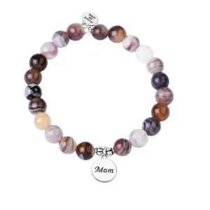 Mom | Stone Beaded Charm Bracelet | Botswana