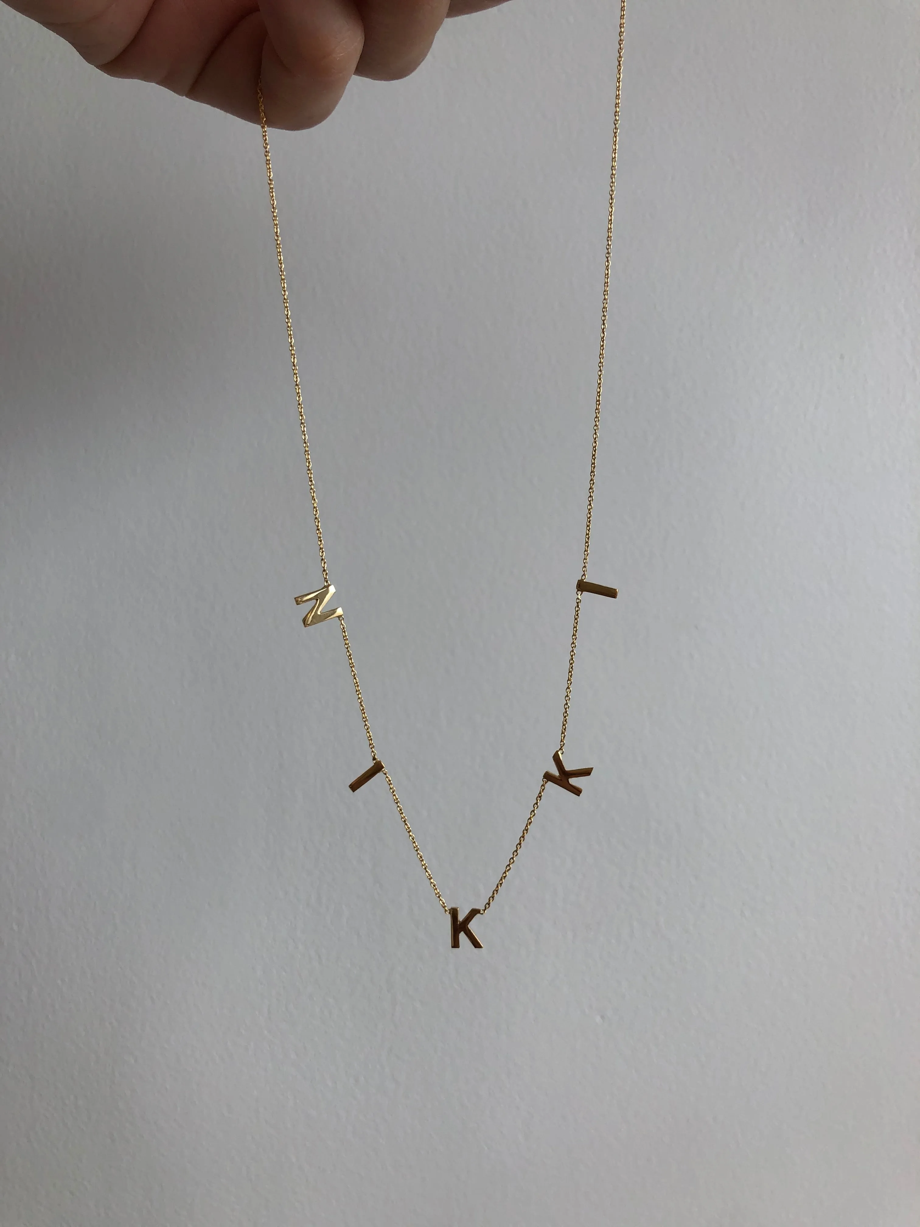 Multiple Initials Necklace, Solid 18k Gold