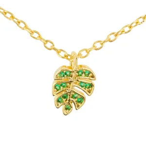 Necklace Diamante Leaf Green *