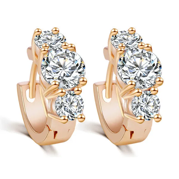 New Arrival Brand Trendy Elegant Charm 18K Plated Gold/Silver Romantic Austria Crystal Stud Earrings Weddings Jewelry