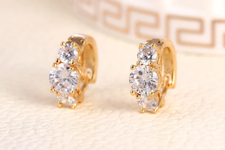 New Arrival Brand Trendy Elegant Charm 18K Plated Gold/Silver Romantic Austria Crystal Stud Earrings Weddings Jewelry