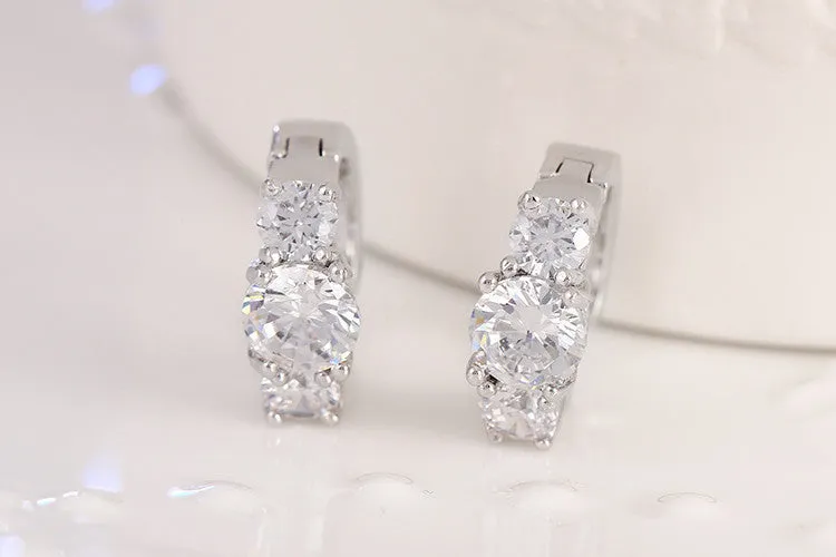 New Arrival Brand Trendy Elegant Charm 18K Plated Gold/Silver Romantic Austria Crystal Stud Earrings Weddings Jewelry