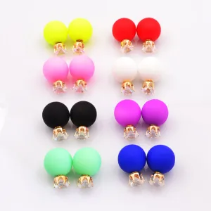 New Fashion jewelry double side crystal 16MM pearl Frosted matte stud earring gift for women girl mix color