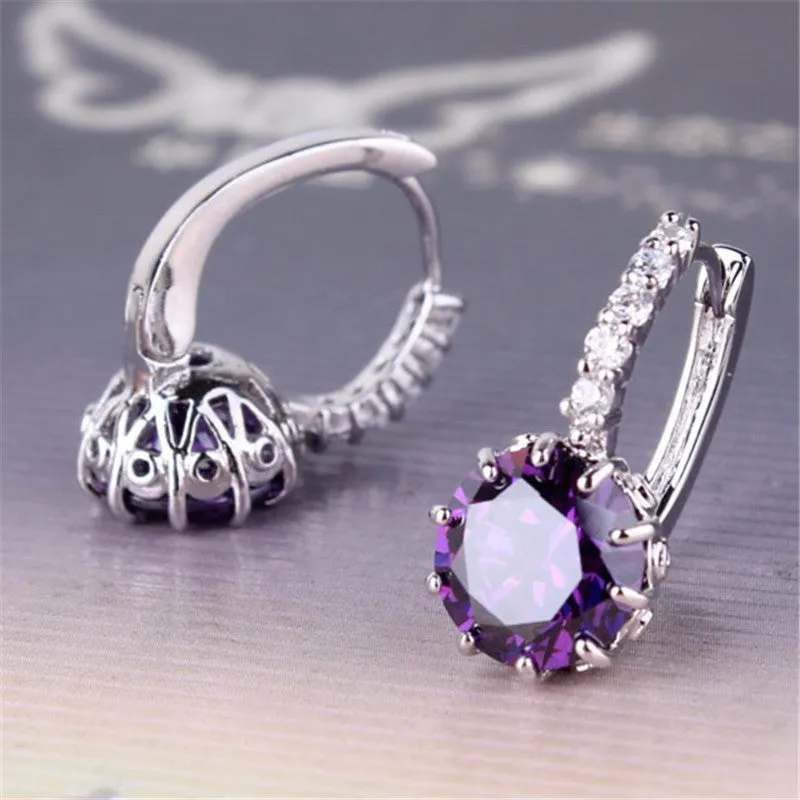 New Women Earrings! Fashion 18k White Gold Plated Lovely Famous Brand Jewelry Hoop Earings for Ladies Party