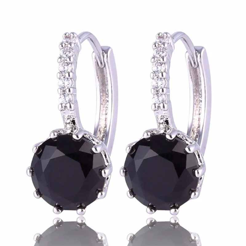 New Women Earrings! Fashion 18k White Gold Plated Lovely Famous Brand Jewelry Hoop Earings for Ladies Party