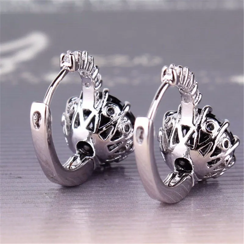 New Women Earrings! Fashion 18k White Gold Plated Lovely Famous Brand Jewelry Hoop Earings for Ladies Party