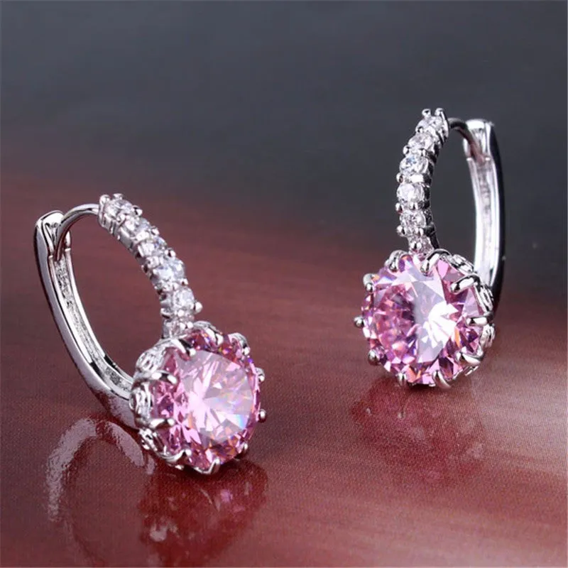 New Women Earrings! Fashion 18k White Gold Plated Lovely Famous Brand Jewelry Hoop Earings for Ladies Party