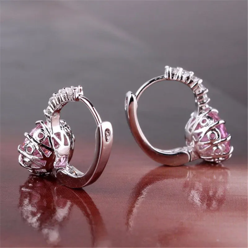 New Women Earrings! Fashion 18k White Gold Plated Lovely Famous Brand Jewelry Hoop Earings for Ladies Party