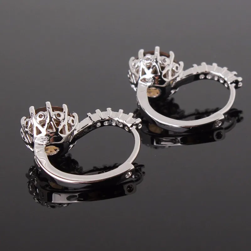 New Women Earrings! Fashion 18k White Gold Plated Lovely Famous Brand Jewelry Hoop Earings for Ladies Party