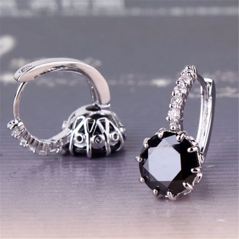 New Women Earrings! Fashion 18k White Gold Plated Lovely Famous Brand Jewelry Hoop Earings for Ladies Party