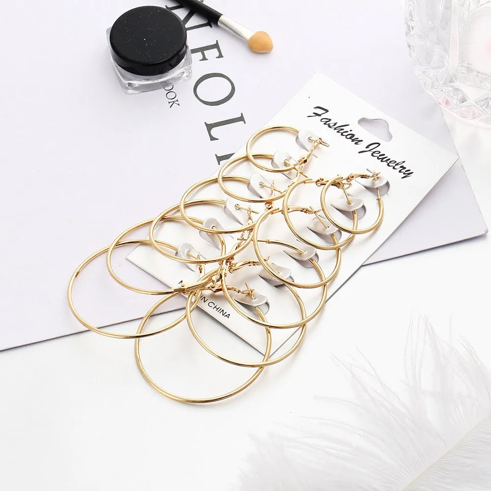 Oversized Circle Statement Earrings Set