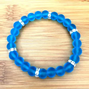 Pacific Blue Matte Glass Beaded Bracelet