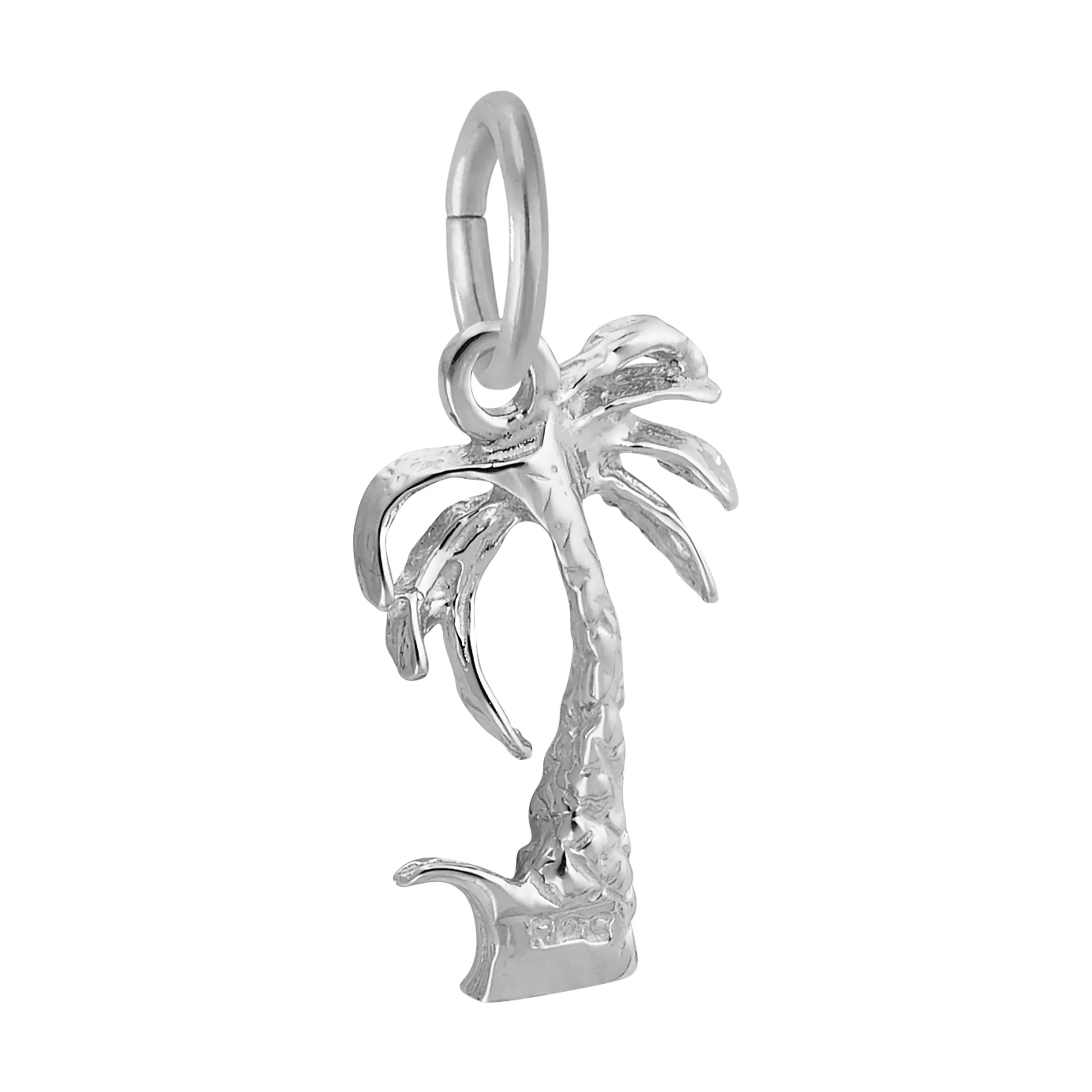 Palm Tree Charm In 14K White Gold