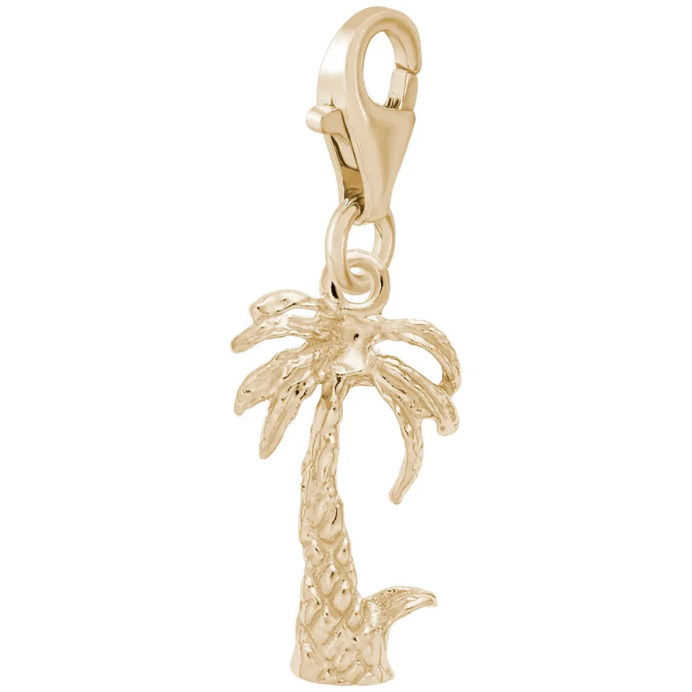 Palm Tree Charm in Yellow Gold Plated