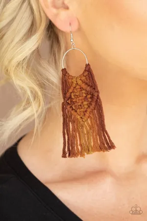 Paparazzi Earring ~ Macrame Rainbow - Brown