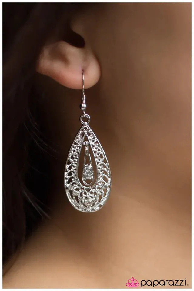 Paparazzi Earring ~ Who Needs Glass Slippers? - White